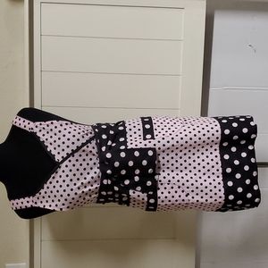 Melissa Anne Designs Full Bib Tie Back Pink/Black Dotted Apron
